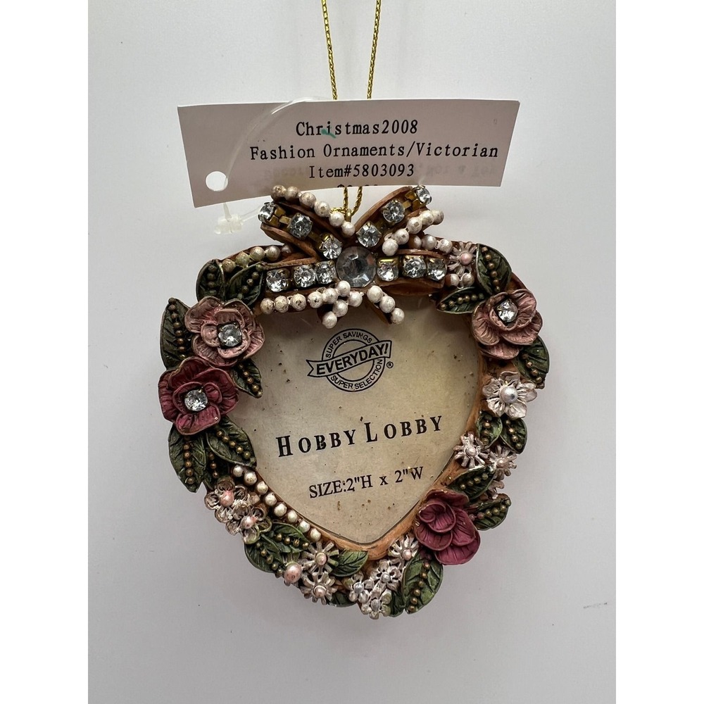 Hobby Lobby Floral Heart Frame Ornament Victorian Coquette Shabby Chic Pink 3x3